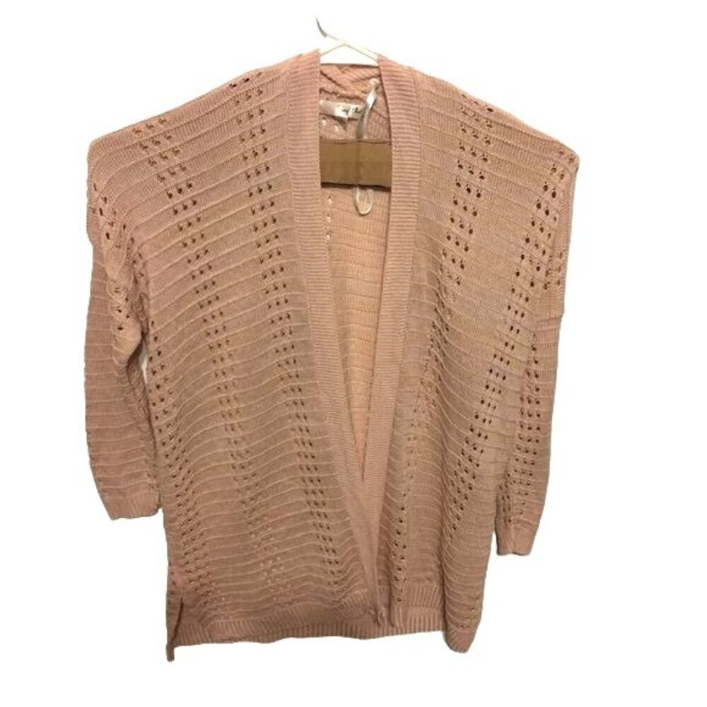 Say What? Womens Sweater/Cardigan Open Beige Size M NWOT